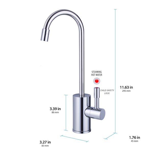 Polished Chrome Hot Water Faucet For Water Tanks, Includes Safety Lock